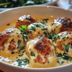 Chicken Ricotta Meatballs with Spinach Alfredo Sauce: A Creamy Comfort Food Classic