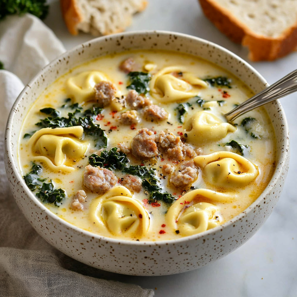 Hearty and Creamy Sausage Tortellini Soup