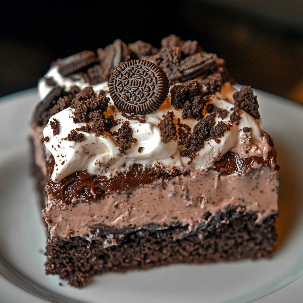 Decadent Oreo Dirt Cake with chocolate layers