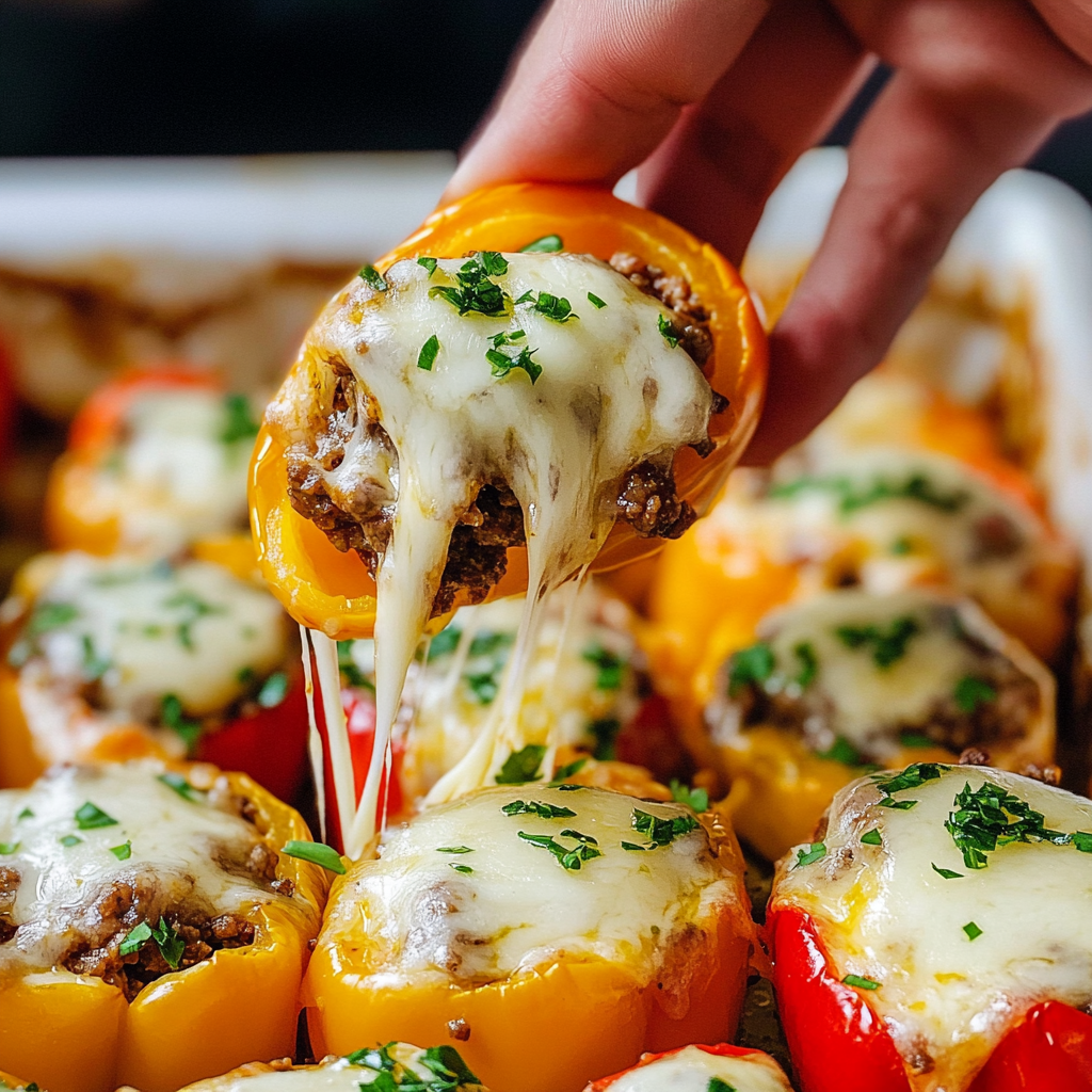 Low-Carb, Keto Cheeseburger Stuffed Peppers