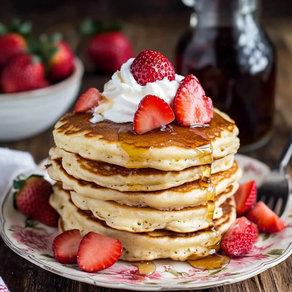 Fluffy Strawberry Pancakes