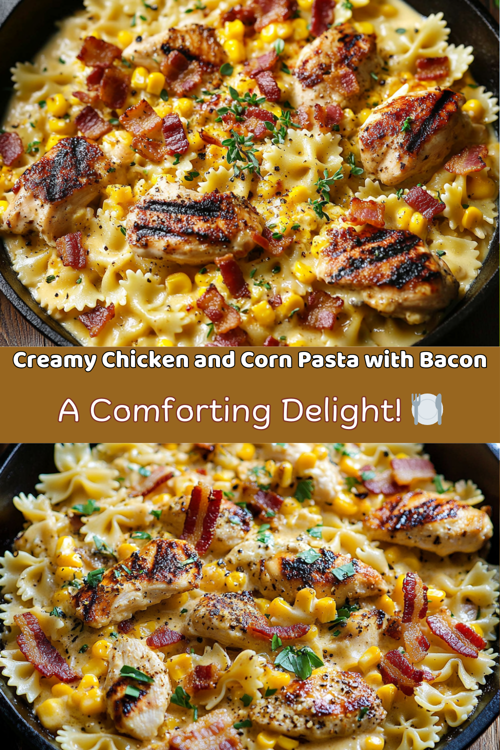 Creamy Chicken and Corn Pasta with Bacon