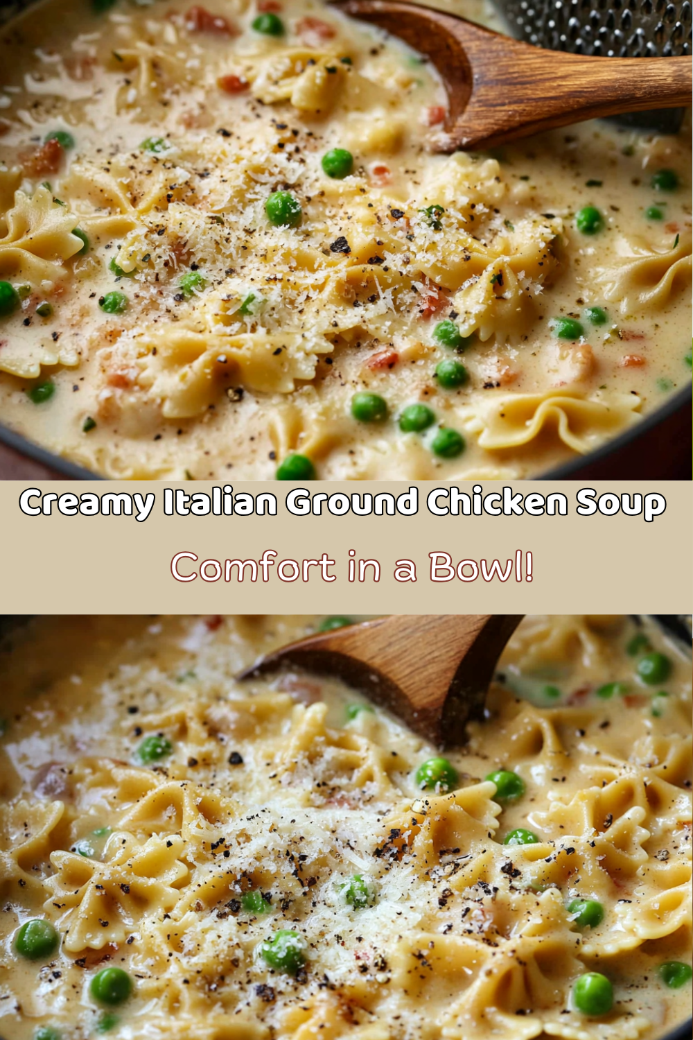 🍜✨ Creamy Italian Ground Chicken Soup – The ultimate cozy and protein-packed meal! This one-pot soup is loaded with seasoned ground chicken, farfalle pasta, peas, and a rich, lemony ricotta sauce, creating a silky, comforting, and flavorful bowl. Ready in just 35 minutes, this dish is perfect for meal prep, weeknight dinners, or chilly nights!✔️ 40g+ Protein Per Serving – Super satisfying!
✔️ Easy One-Pot Recipe – Fewer dishes, more flavor!
✔️ Creamy Without Heavy Cream – Blended ricotta = ultra-smooth texture.
Creamy Italian Ground Chicken Soup