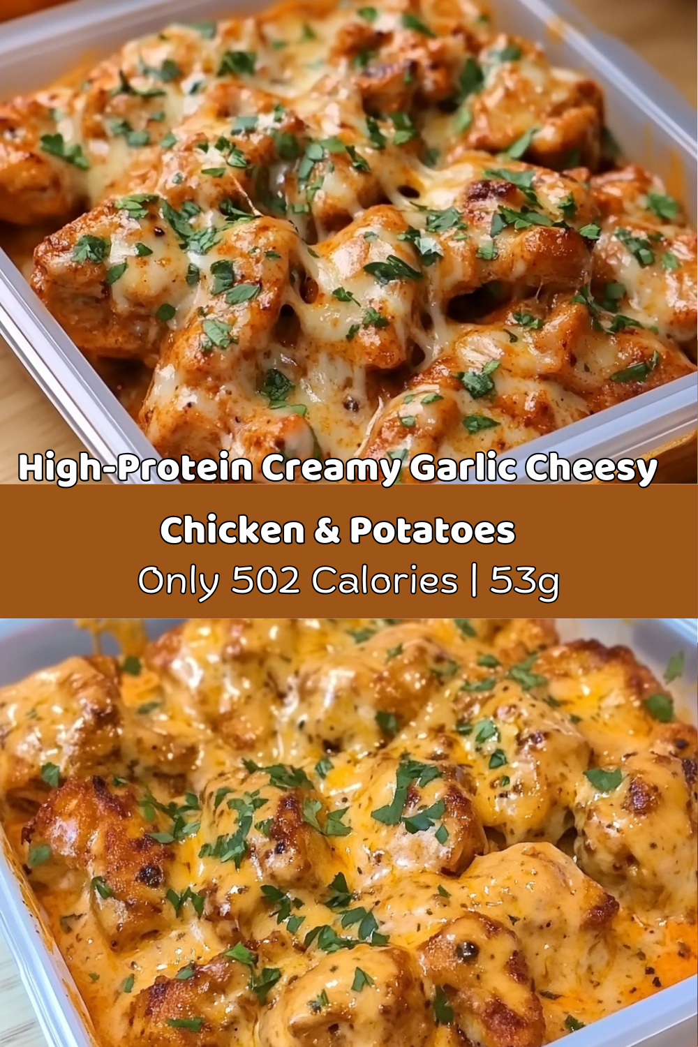 High-Protein Creamy Garlic Cheesy Chicken & Potatoes