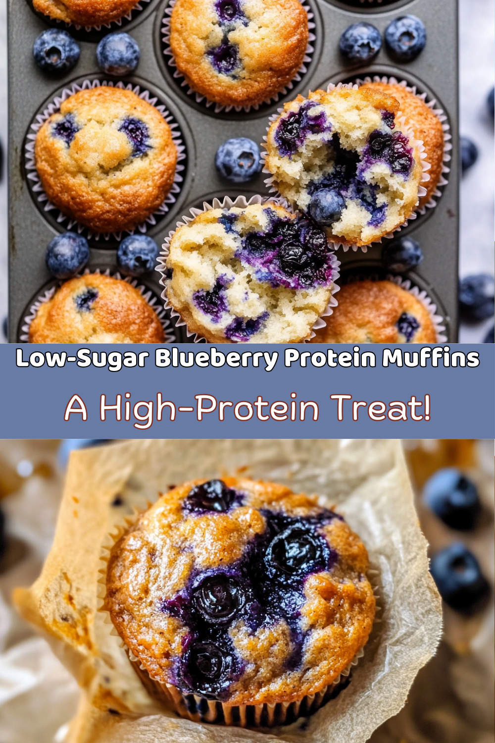  Low-Sugar Blueberry Protein Muffins with Sourdough Discard 