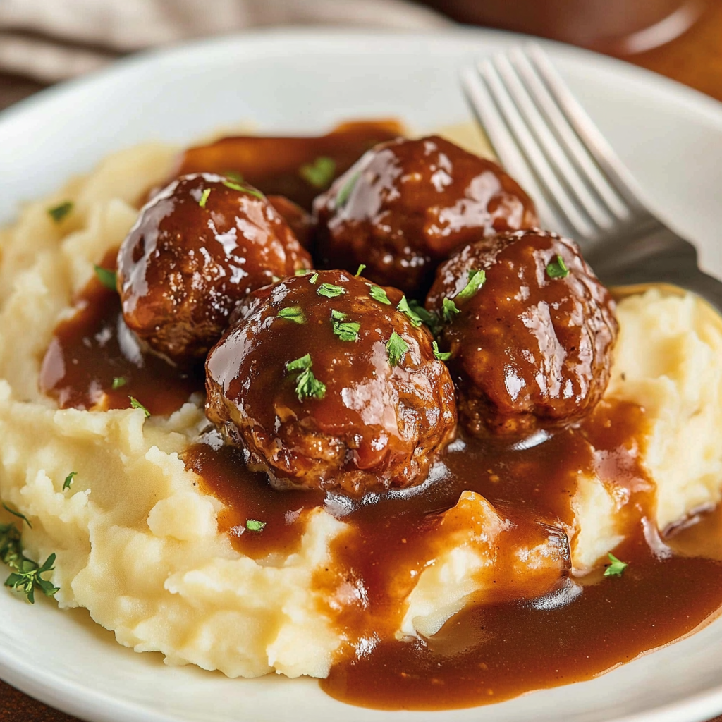 Slow Cooker Salisbury Steak Meatballs