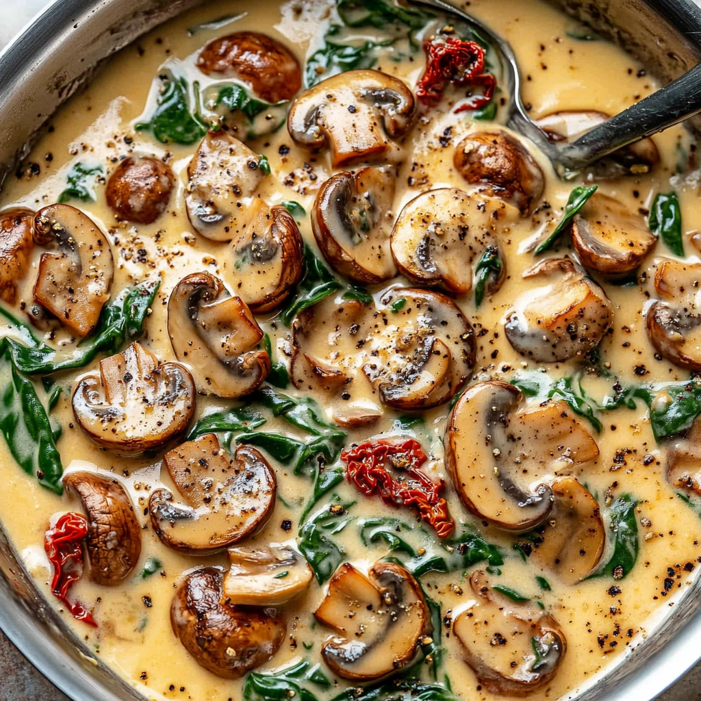 Creamy Garlic Butter Tuscan Mushrooms