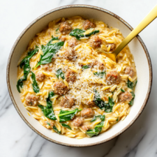 🇮🇹 One-Pot Italian Sausage Orzo – Creamy & Comforting!