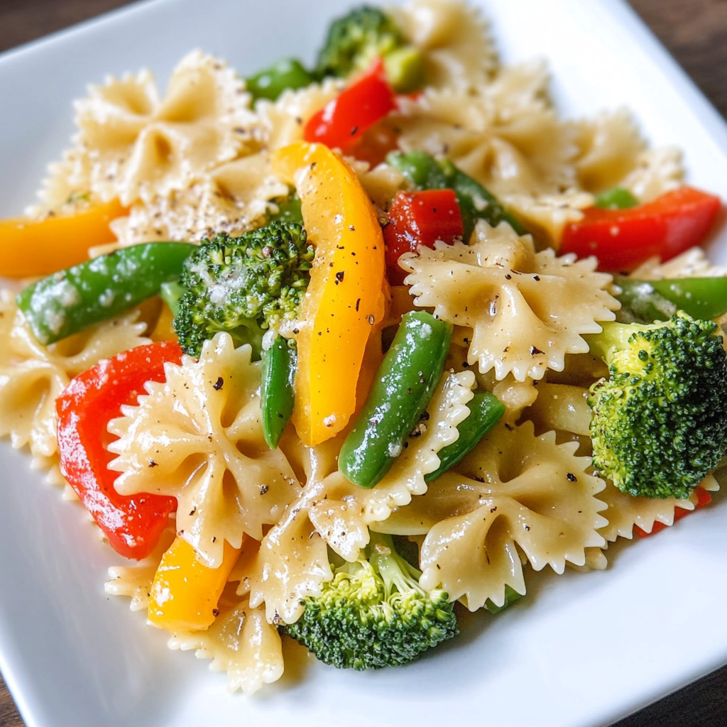 Garlic and Roasted Bell Pepper Farfalle