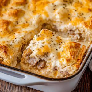 biscuits and gravy breakfast casserole