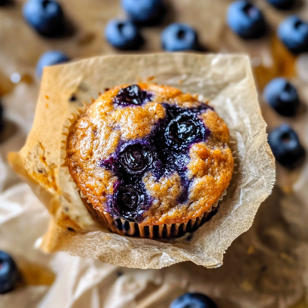 Low-Sugar Blueberry Protein Muffins with Sourdough Discard