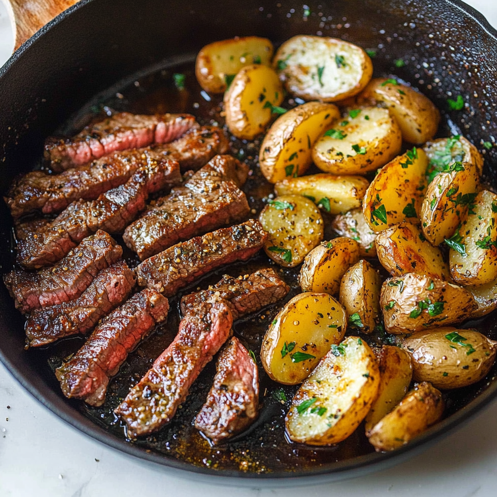 Garlic Butter Steak Bites & Potatoes