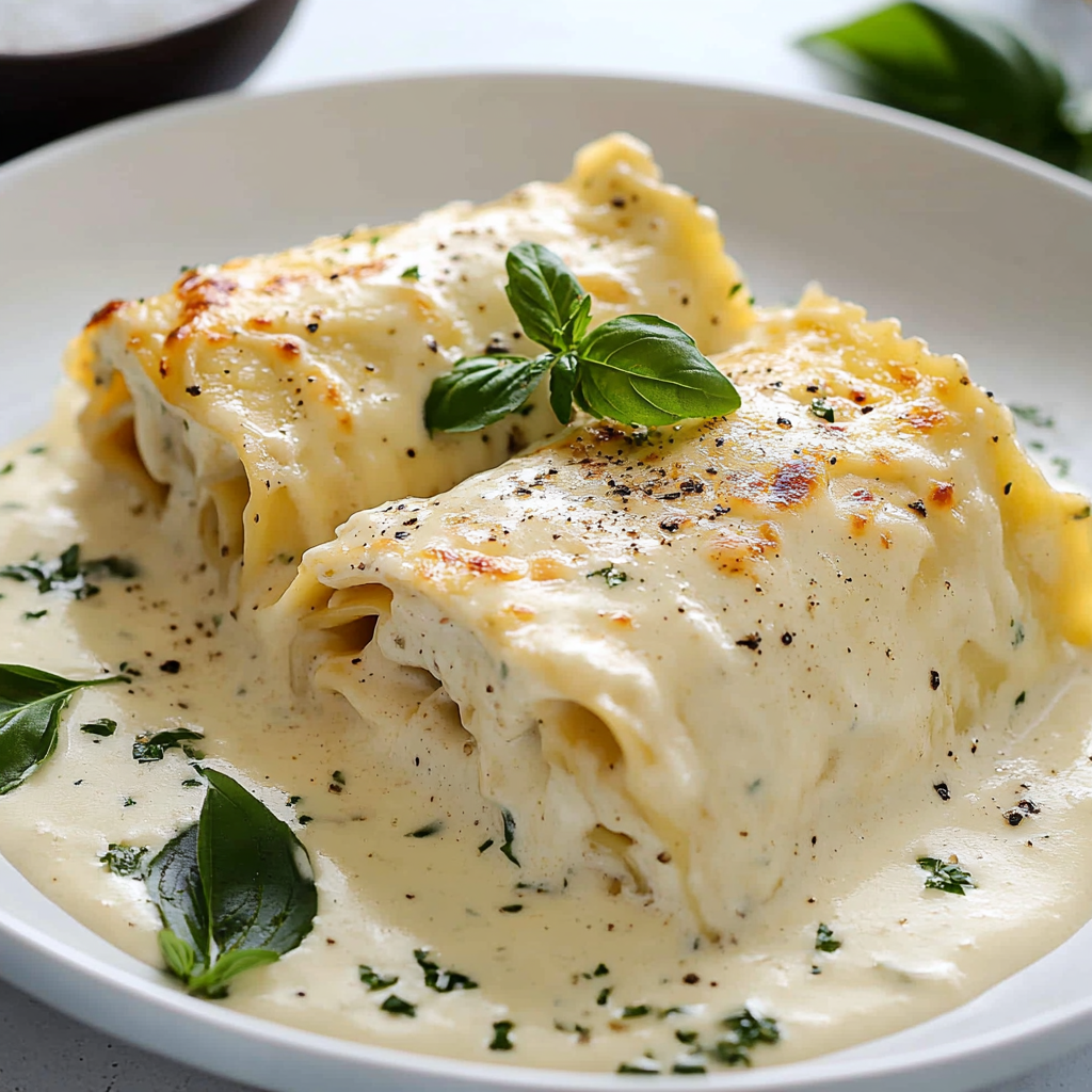 Creamy Chicken Alfredo Lasagna Rolls