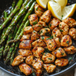 Garlic Butter Chicken Bites with Asparagus