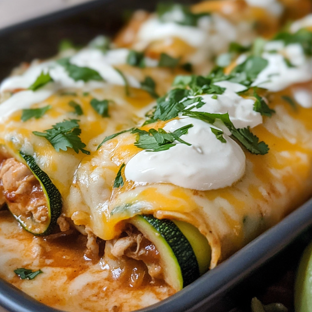 Keto Zucchini Chicken Enchiladas