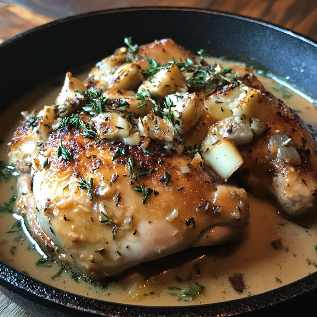 Rustic Roasted Garlic Chicken with Asiago Gravy!
