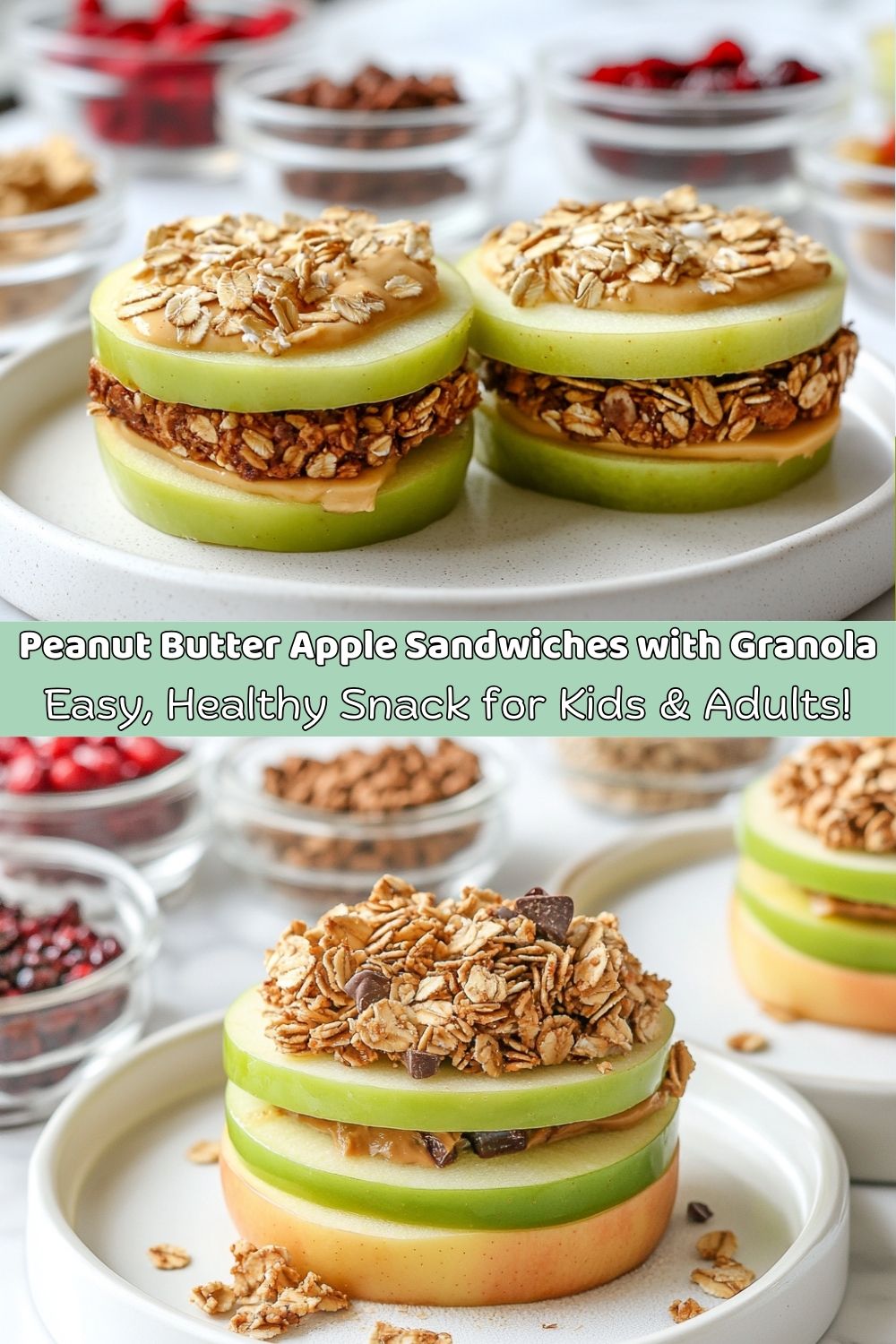 Peanut Butter Apple Sandwiches with Granola