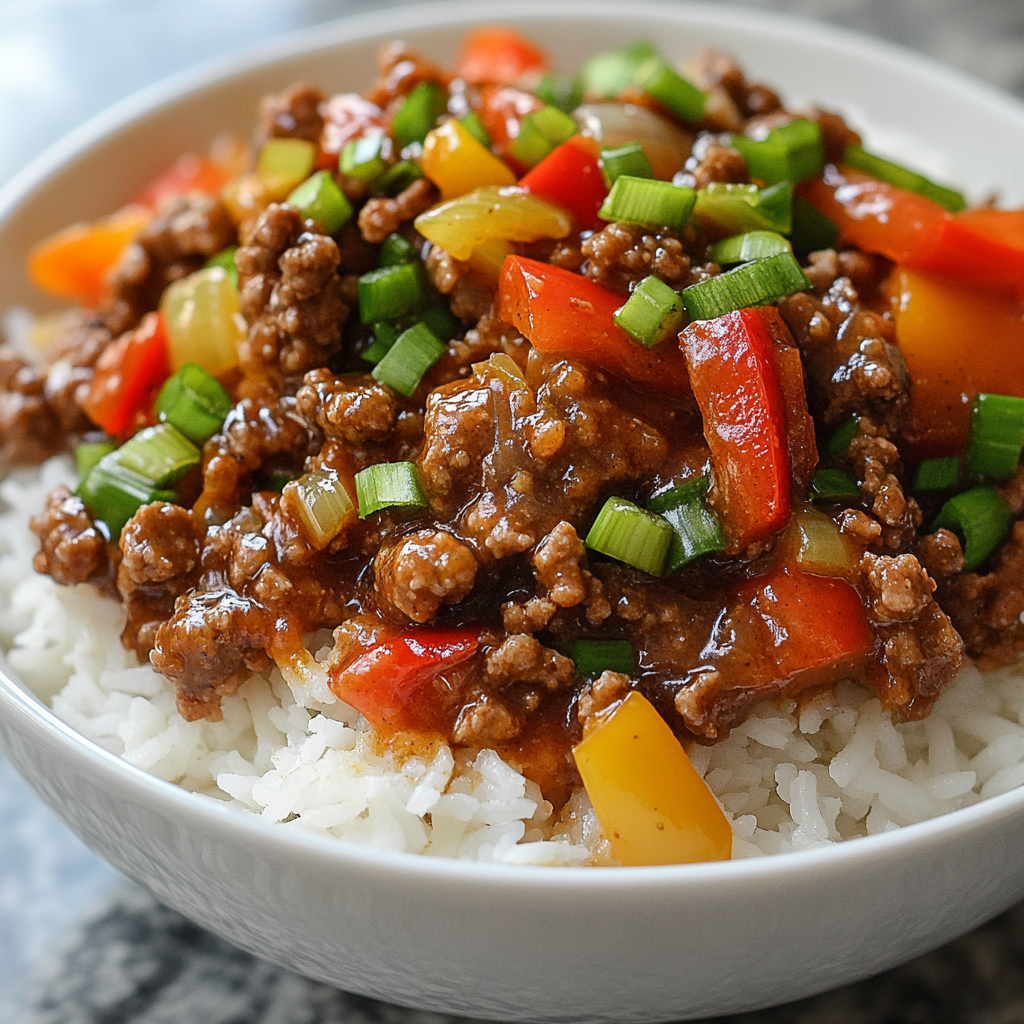 Easy Beef & Pepper Rice Bowl Recipe