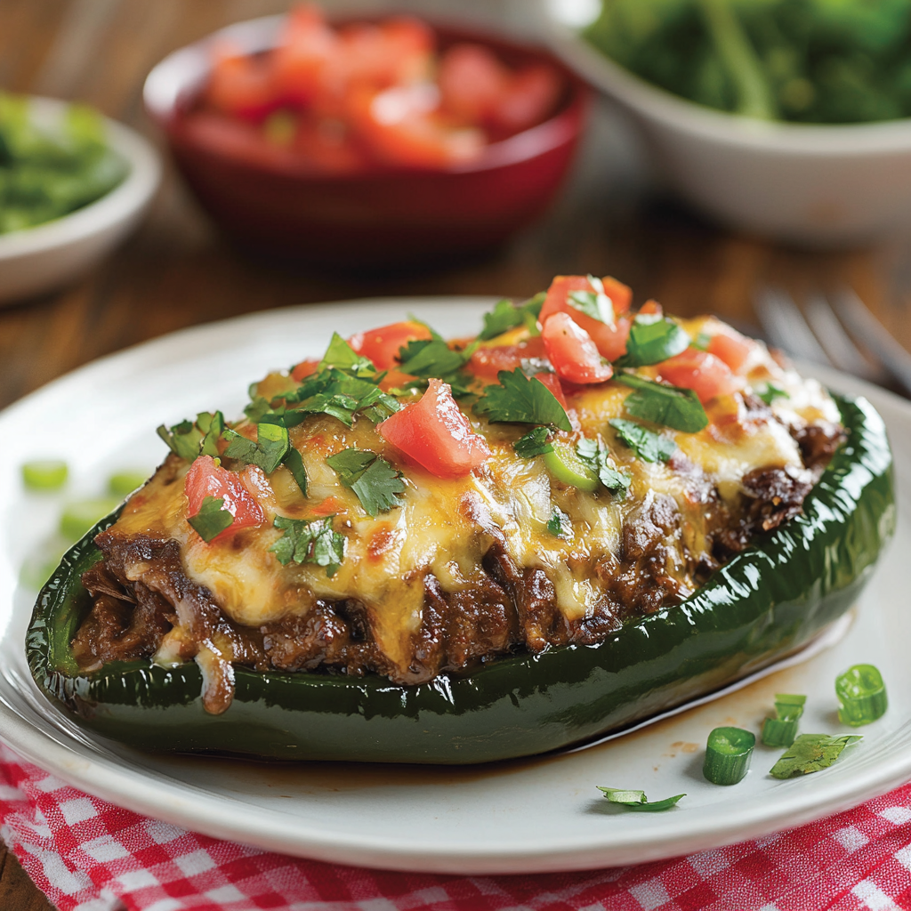 Brisket Stuffed Poblano Peppers