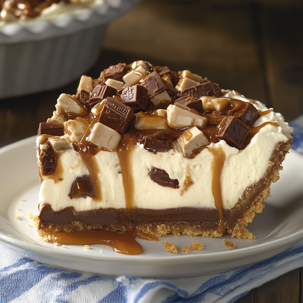 No-Bake Snickers Pie