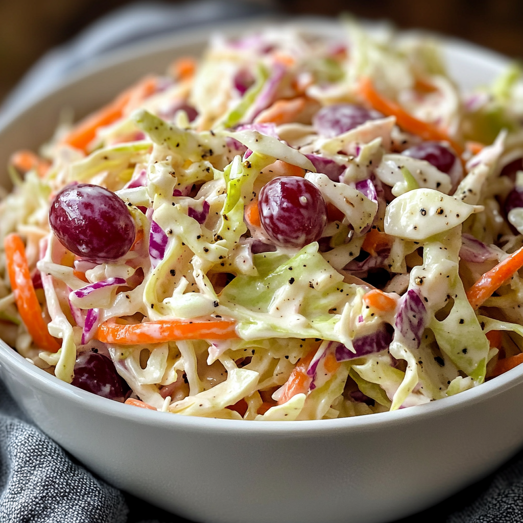 Easy Creamy Coleslaw with Grapes