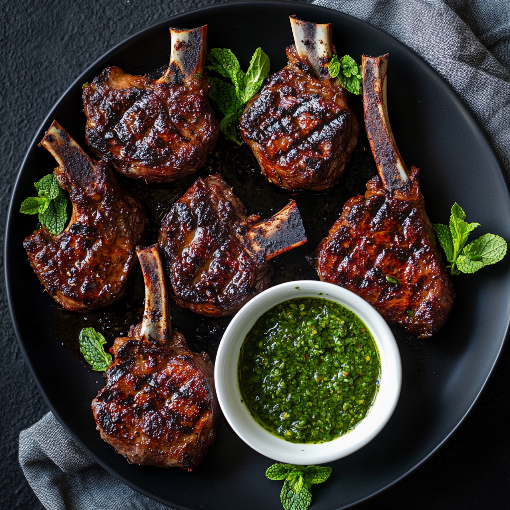 Grilled Lamb Chops with Mint Sauce