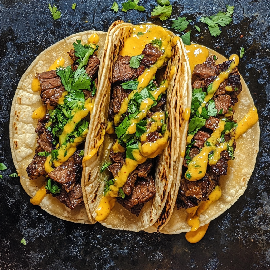 Garlic Butter Honey BBQ Beef Tacos