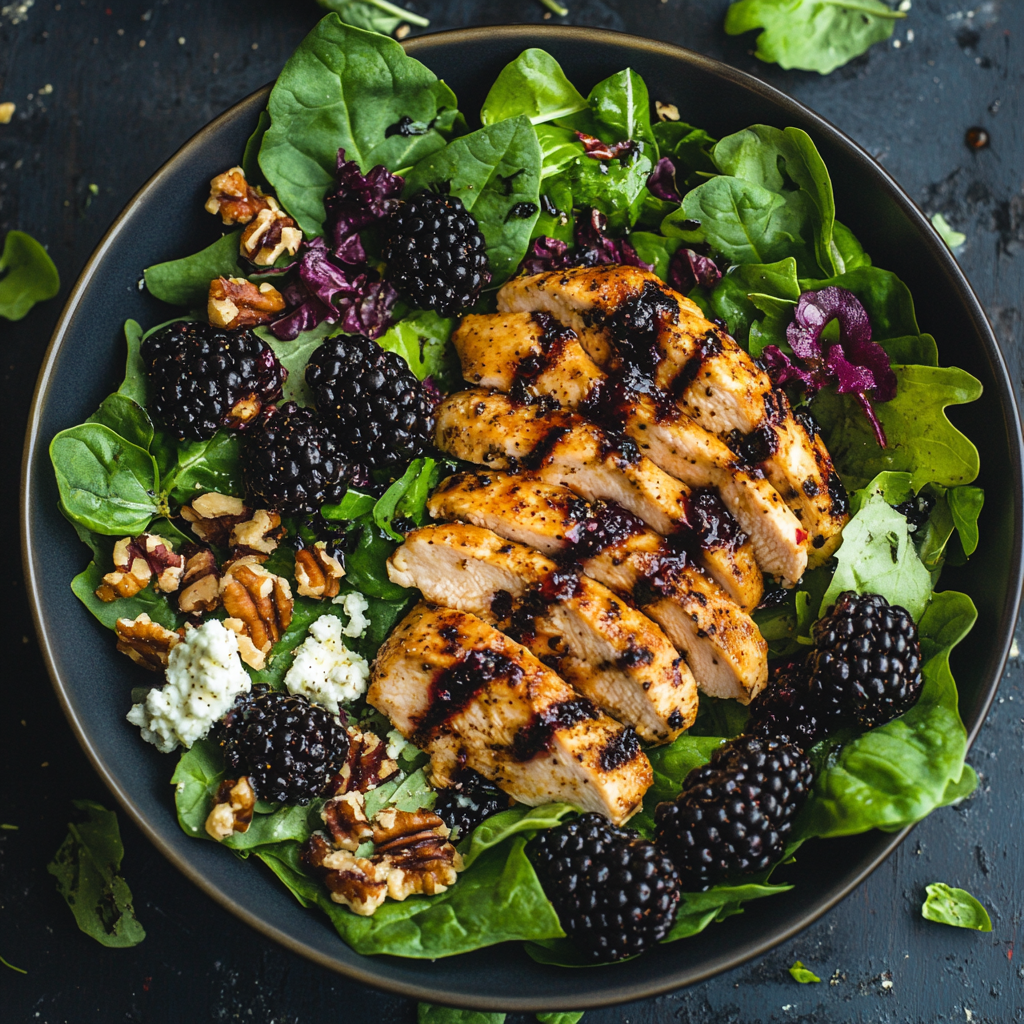 Blackberry Basil Grilled Chicken Salad