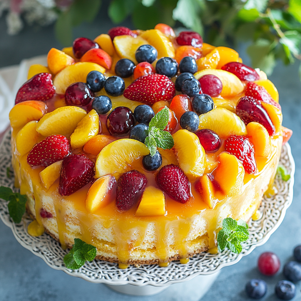Summer Fruit Sangria Cake