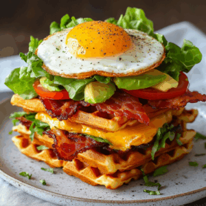Savory Waffle BLT with Avocado & Fried Egg