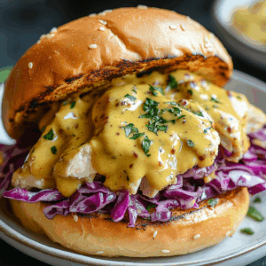 Slow Cooker Honey Mustard Chicken Sandwich