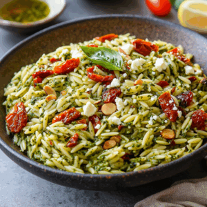 Pesto Orzo Salad with Sundried Tomatoes