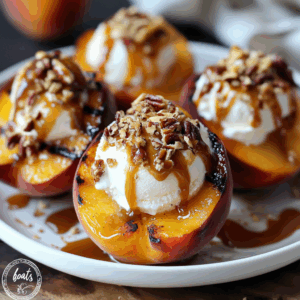 Grilled Peach Sundae Boats