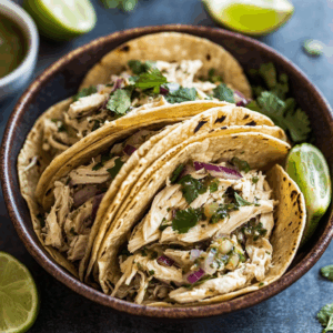 3-Ingredient Crockpot Salsa Verde Chicken Tacos