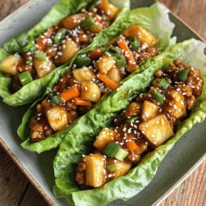 Pineapple Teriyaki Chicken Lettuce Boats