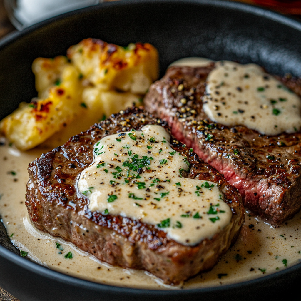 Juicy Steak with Smoky Cream Sauce
