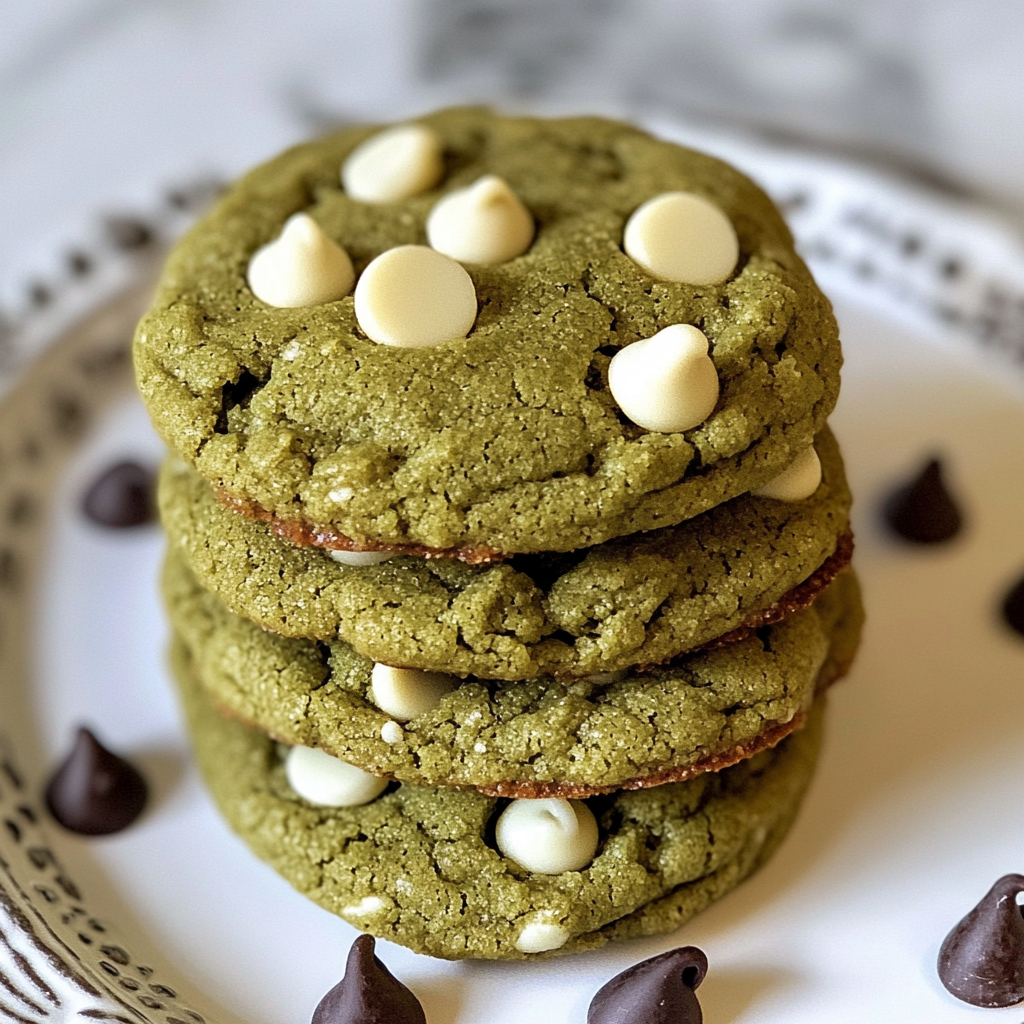 White Chocolate Chip Matcha Cookies