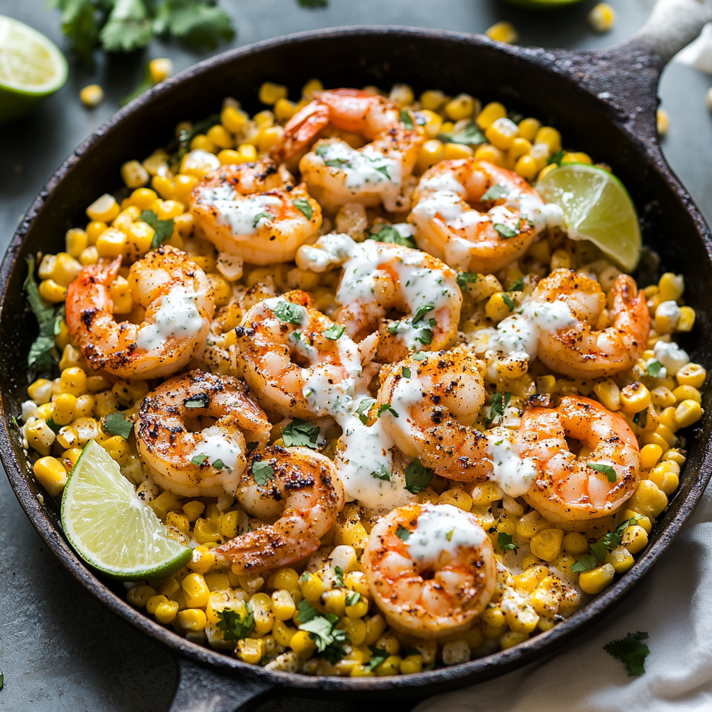 Mexican Street Corn & Shrimp Skillet