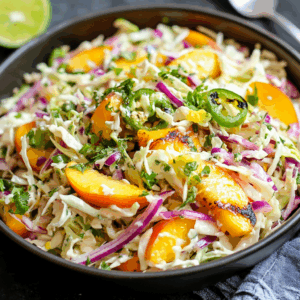 Charred Jalapeño Peach Slaw