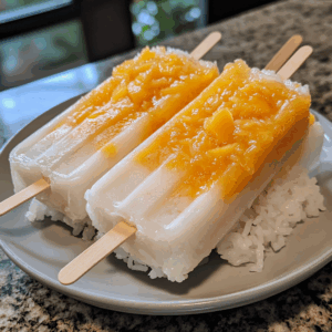 Mango Coconut Sticky Rice Popsicles