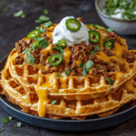 Cheddar Jalapeño Cornbread Waffle Nachos