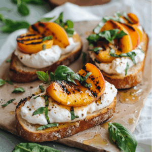 Grilled Peach Burrata Crostini Recipe