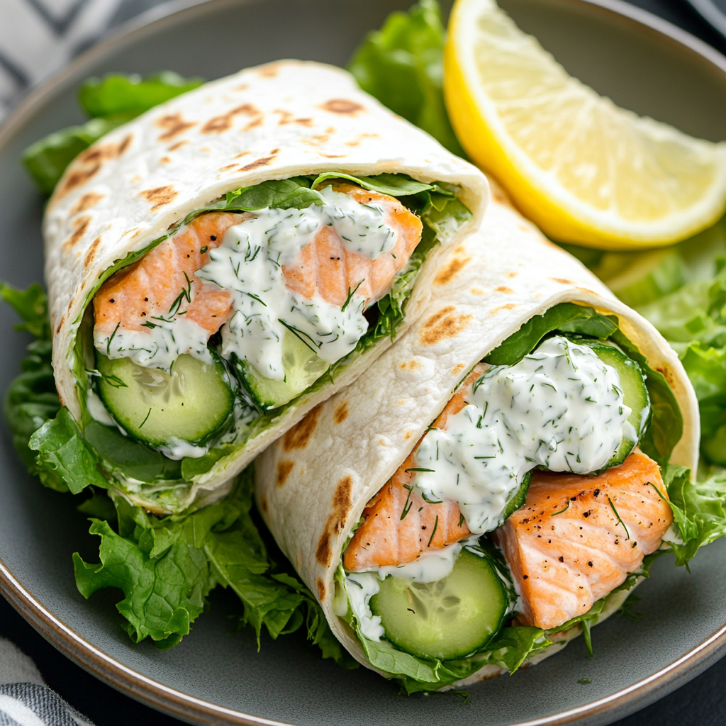 Lemon Dill Salmon Wraps