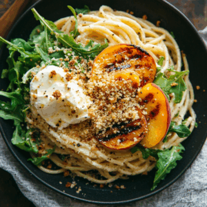 Grilled Peach & Burrata Pasta
