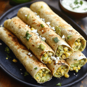 Crispy Griddle Avocado & Street Corn Taquitos