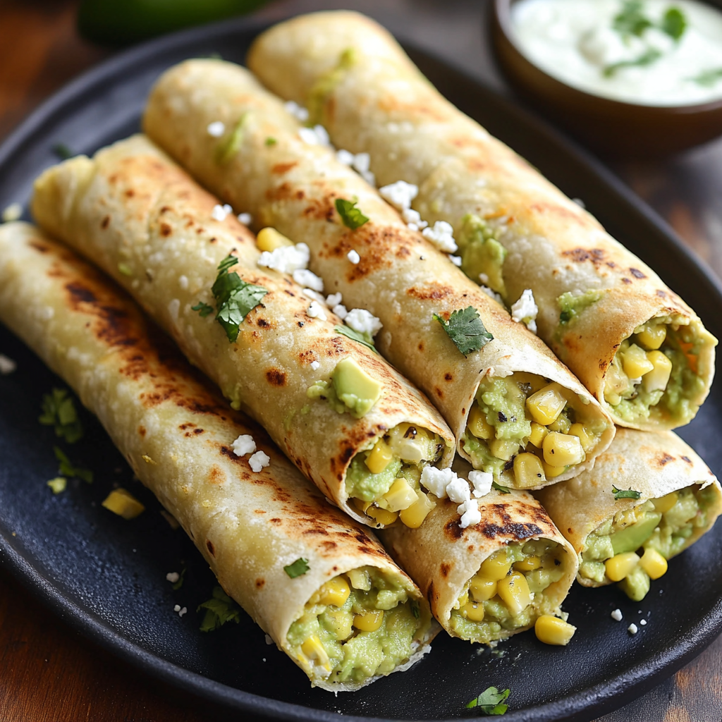 Crispy Griddle Avocado & Street Corn Taquitos