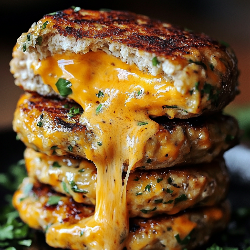 Juicy Cheddar Ranch Chicken Burgers