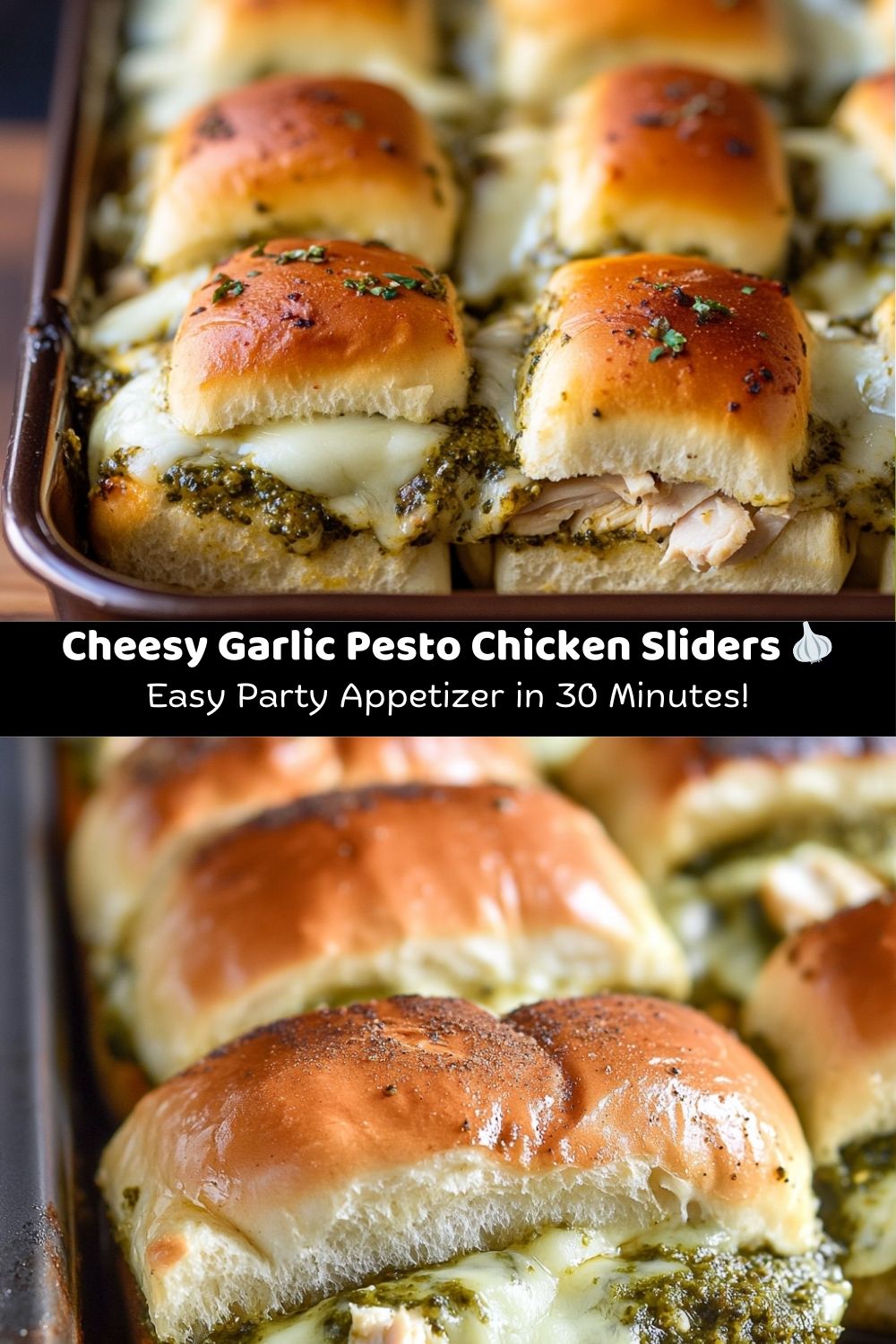 Cheesy Garlic Pesto Chicken Sliders