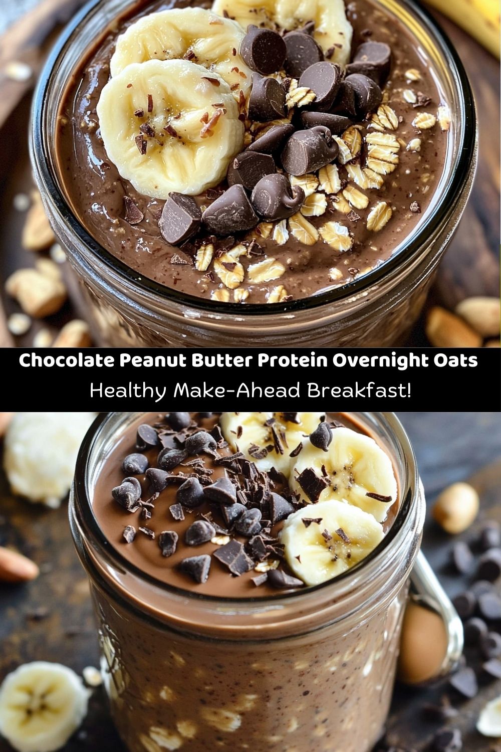 Chocolate Peanut Butter Protein Overnight Oats