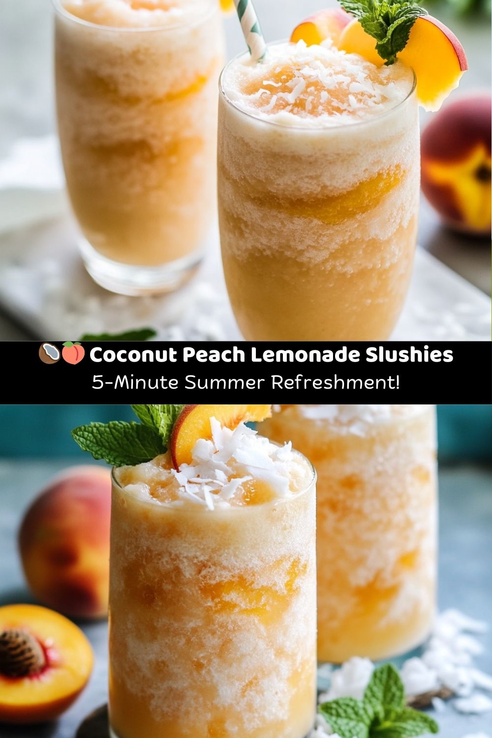 Coconut Peach Lemonade Slushies